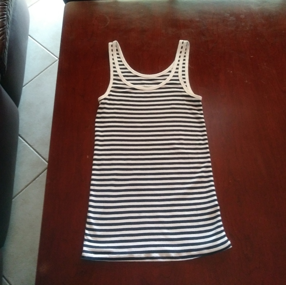 Womens white and dark blue stretchy tank top